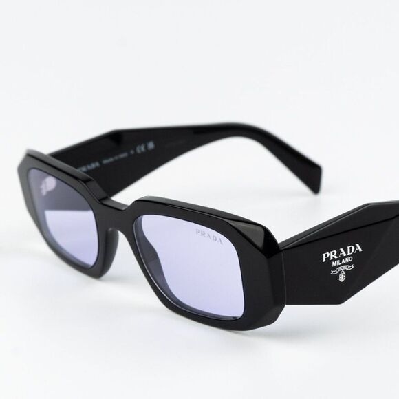 NEW Prada PR17WS 16K40J Black Violet Rectangle Unisex Sunglasses - Picture 5 of 9